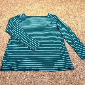 L.L. Bean Teal Striped Long Sleeve Tee